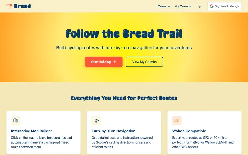 Screenshot of Bread route builder
